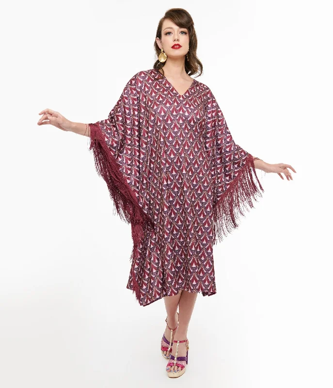  Women's Clothing And Garments SetsAudrey K Purple Art Deco Fringe Love Is A Drug Caftan Women's Clothing And Garments Sets