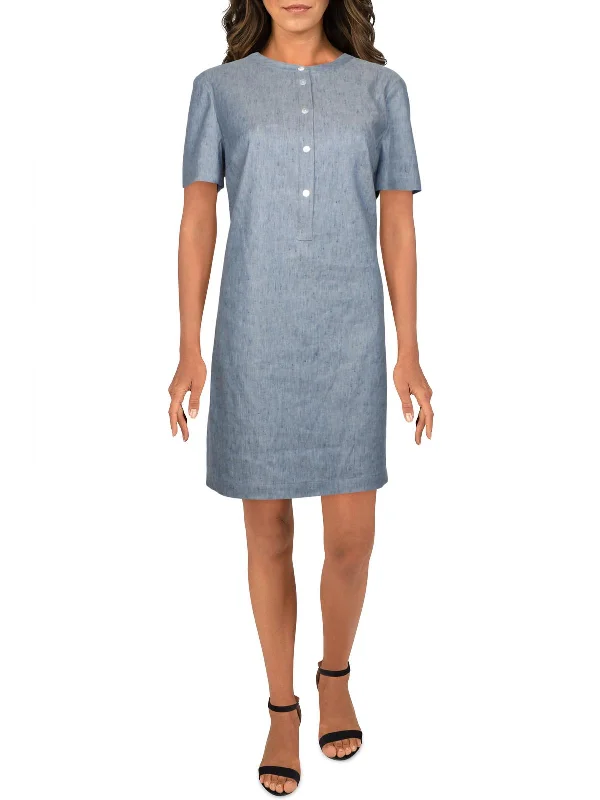  Women's Vintage GarmentsTrapeze  Womens Linen Blend Mini Shirtdress Women's Vintage Garments