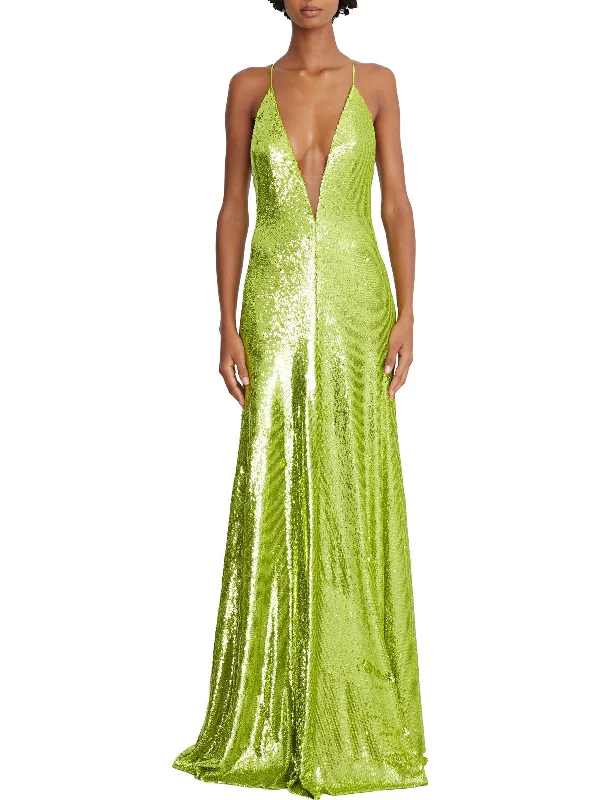  Women's Professional ApparelWomens Sequined V-Neck Evening Dress Women's Professional Apparel