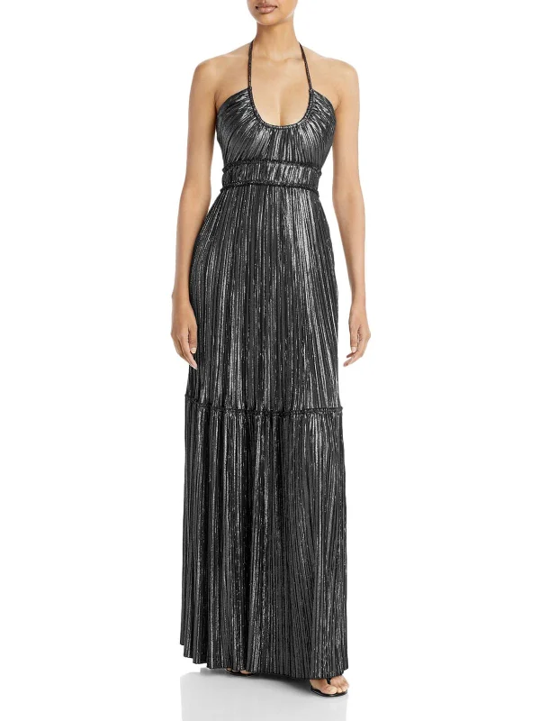  Women's Resort ApparelCeclia Womens Metallic Halter Evening Dress Women's Resort Apparel