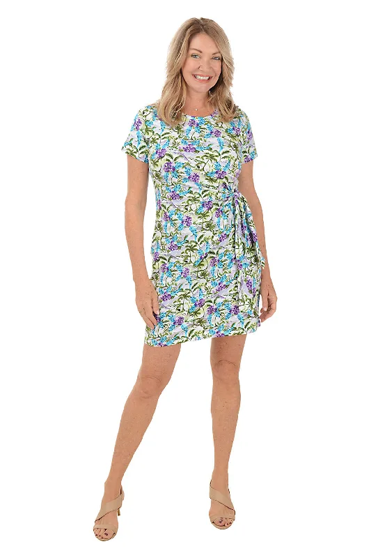  Women's Evening AttireDeco Tropical Short Sleeve Side Tie Dress Women's Evening Attire