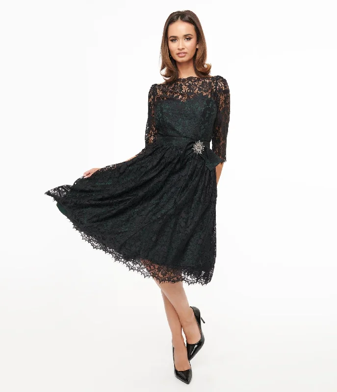  Modern Women's Fashion with Vintage TouchesUnique Vintage 1940s Black Lace Swing Dress Modern Women's Fashion with Vintage Touches