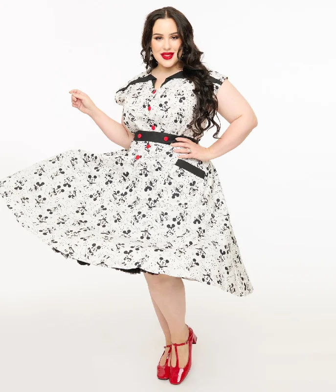  Fashion-forward Women's WearDisney Mickey & Friends Collection by Unique Vintage Plus Size Mickey Mouse Hedda Swing Dress Fashion-forward Women's Wear