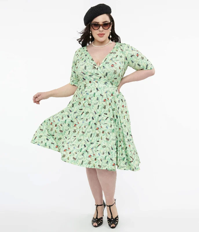  Formal Clothing For WomenDolly & Dotty 1950s Mint Green Nothing But Bugs Print Matilda Wrap Dress Formal Clothing For Women