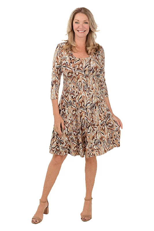  Women's Festive AttireWoodland Seamed 3/4 Sleeve Dress Women's Festive Attire