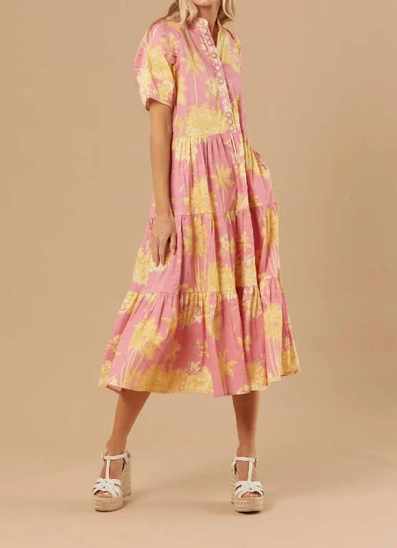  Woman ClothingKimball Dress in Pink/Yellow Toile Woman Clothing