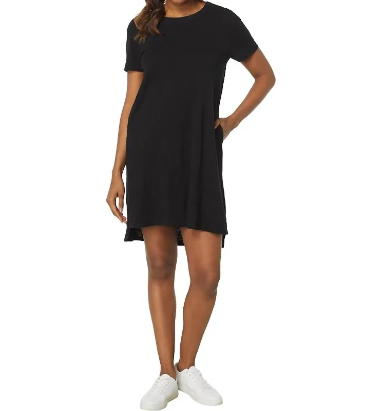  Women's Tops And ClothingShort Sleeve Crew Neck Dress In Black Women's Tops And Clothing