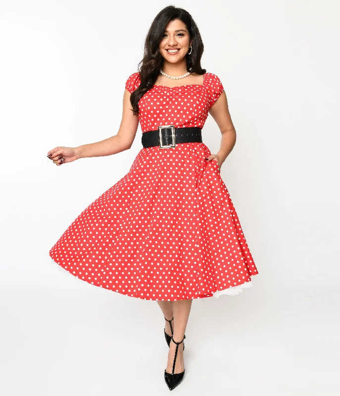  Women's Seasonal ClothesRed & White Polka Dot Sweet Spot Swing Dress Women's Seasonal Clothes