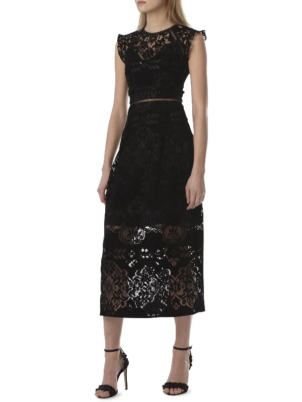  Women's Holiday ClothingWomens Velvet Midi Cocktail and Party Dress Women's Holiday Clothing