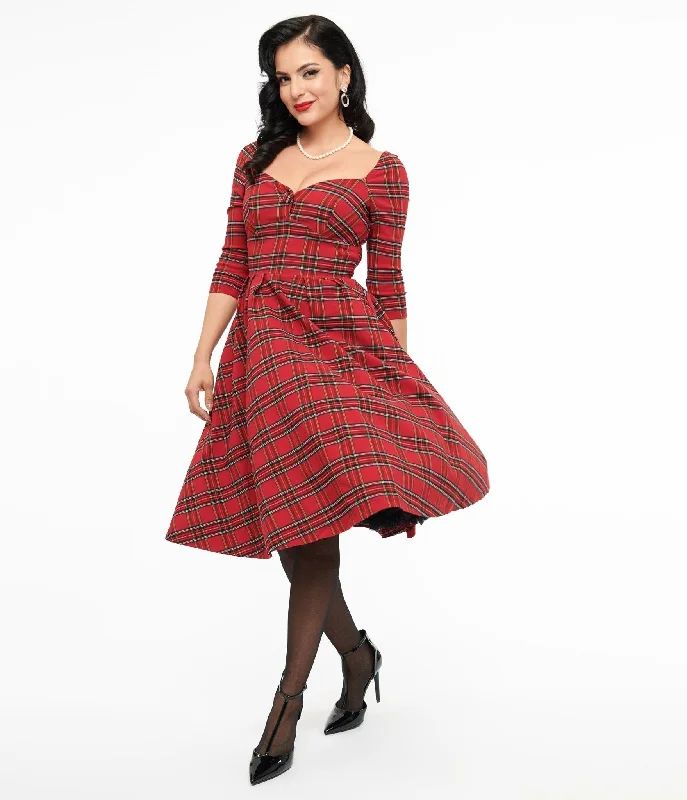  Trendy Boutiques OnlineUnique Vintage 1950s Red Plaid Lamar Swing Dress Trendy Boutiques Online