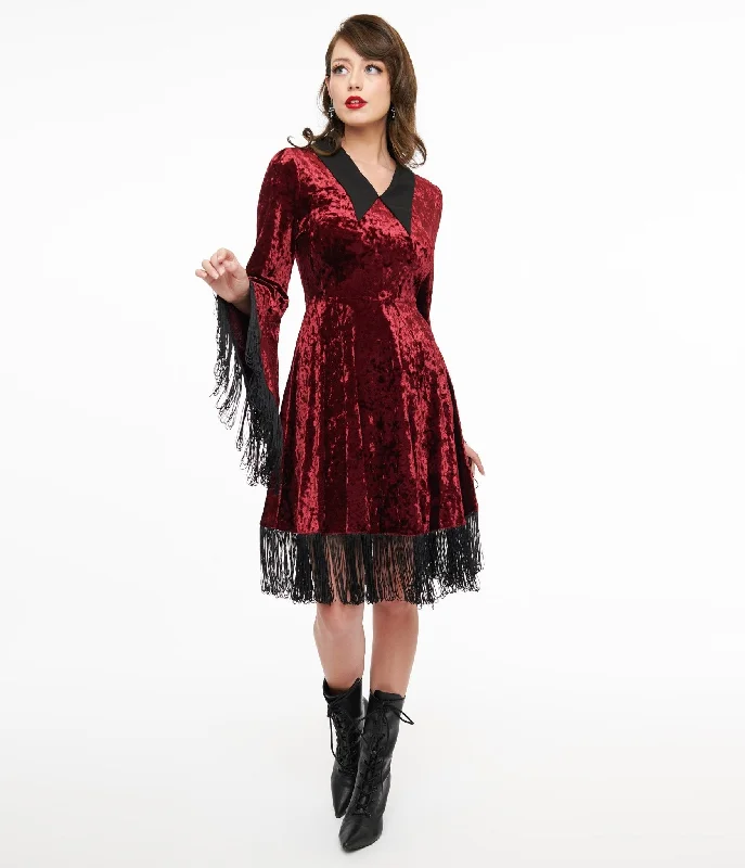  Charming Women's GarmentsLively Ghosts Red Velvet Fringe Moon Dress Charming Women's Garments