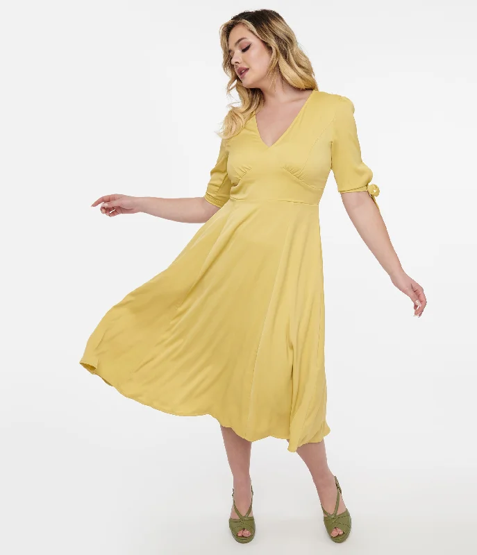  Women's Occasion Wear Clothes1940s Yellow Bella Swing Dress Women's Occasion Wear Clothes