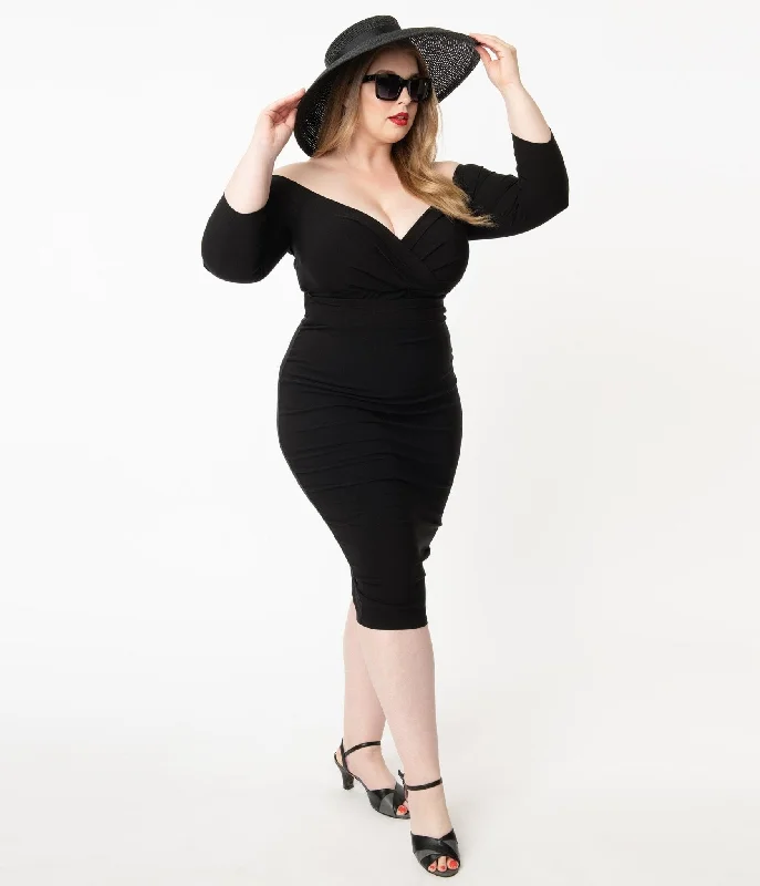  Sustainable Fashion Unique Vintage Plus Size Black Shailene Pencil Dress Sustainable Fashion 