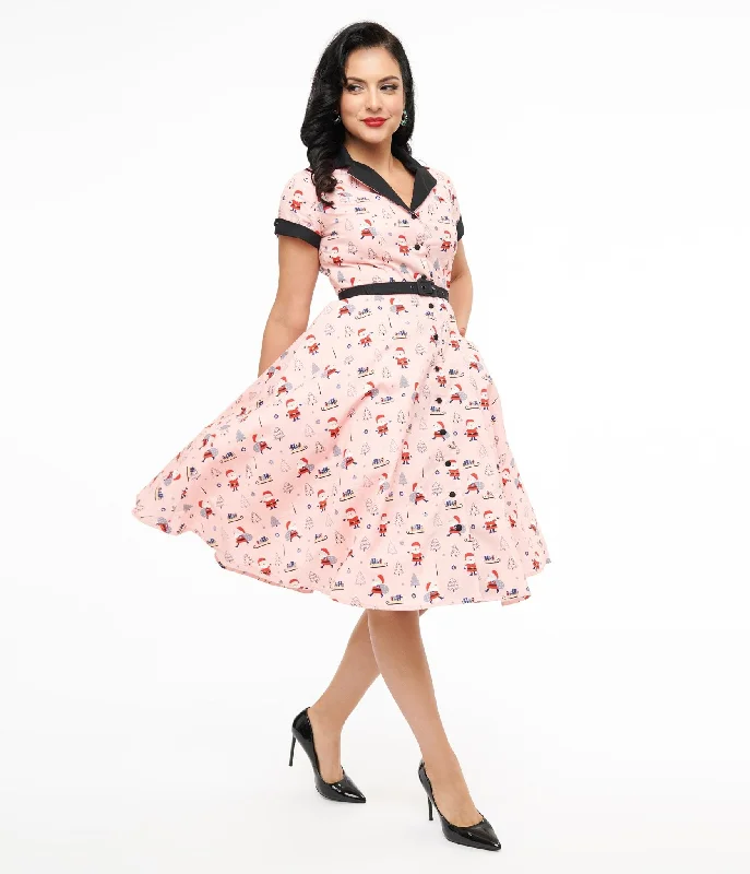  Trendy Boutique OnlineUnique Vintage 1950s Pink Santa Print Alexis Swing Dress Trendy Boutique Online