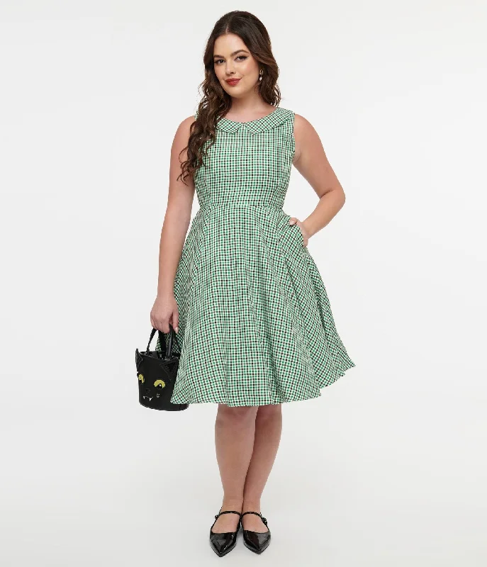  Exclusive Online SaleOrchid Bloom 1950s Green & Black Plaid Fit & Flare Dress Exclusive Online Sale