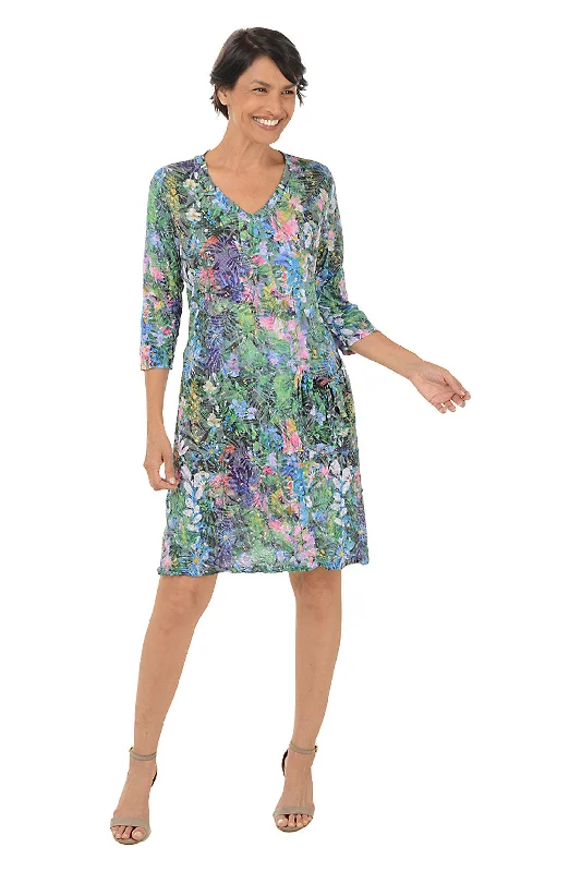  Women's Floral Print OutfitSecret Garden 3/4 Sleeve Crinkle Dress Women's Floral Print Outfit