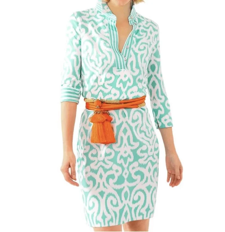  Affordable Women's GarmentsEverywhere Dress in Aqua Print Affordable Women's Garments