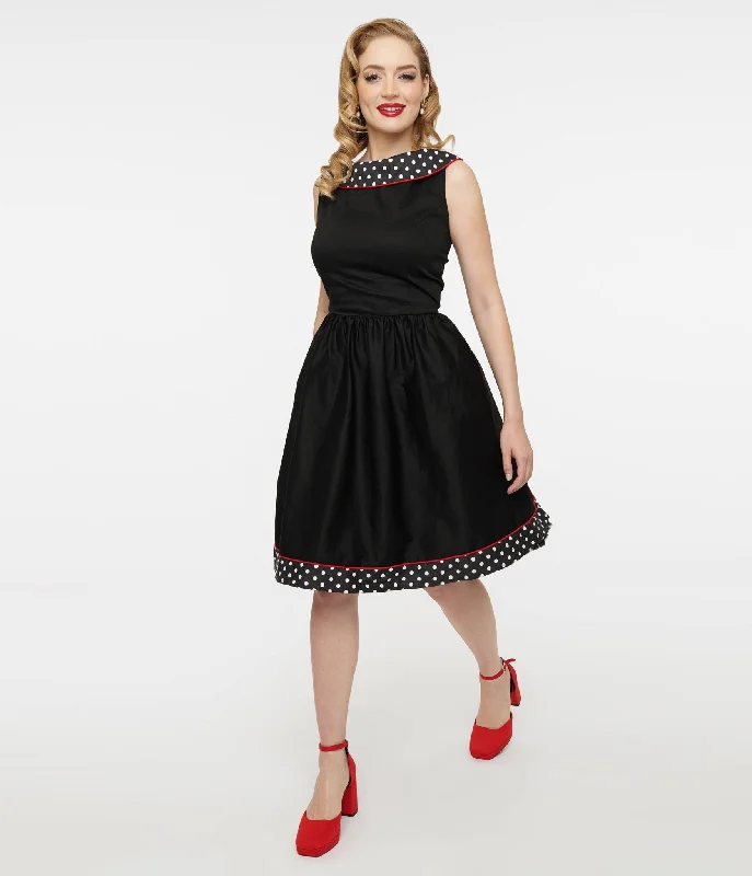  End of Season SaleDolly & Dotty 1950s Black & White Polka Dot Cindy Swing Dress End of Season Sale