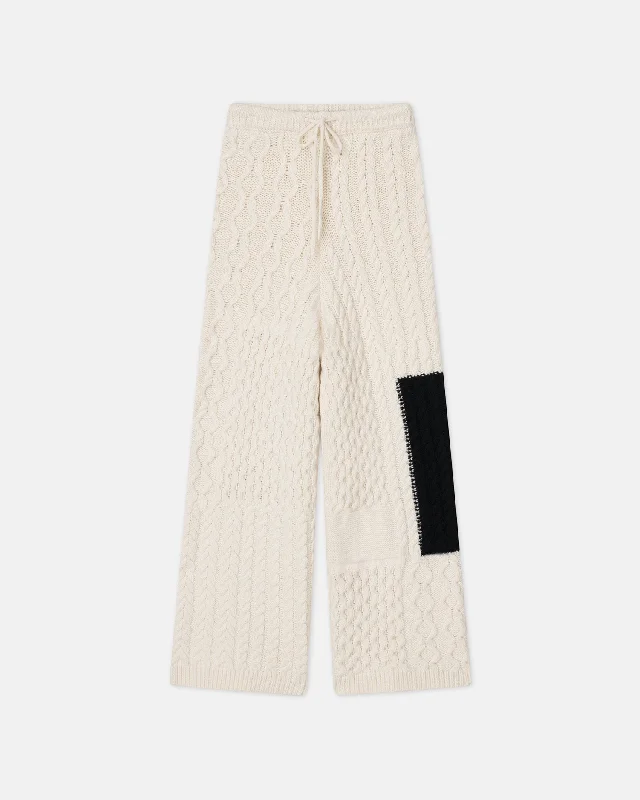  Comfortable Women's ApparelLeandra - Sale Cable-Knit Pants - Cream Black Comfortable Women's Apparel