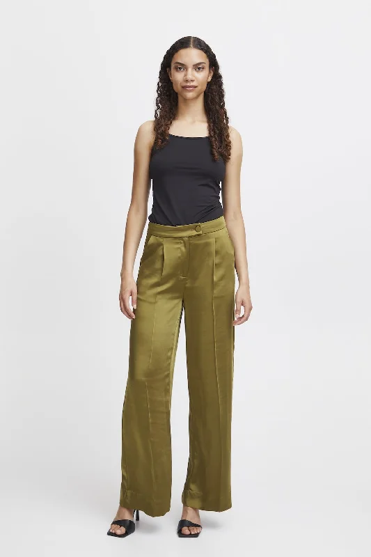  New Arrival DiscountDENANA SATIN TROUSERS OLIVE New Arrival Discount