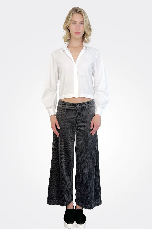  Trendy Boutiques OnlineWide Leg Corduroy Trousers - Grey Trendy Boutiques Online