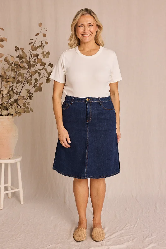  Sale On ClothingAdrift Denim Short A-Line Skirt in Mid Wash Sale On Clothing