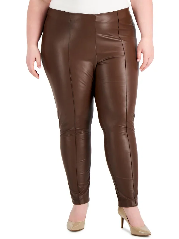  Women's Workout GarmentsPlus    Womens Faux Leather Mid-Rise Skinny Pants Women's Workout Garments