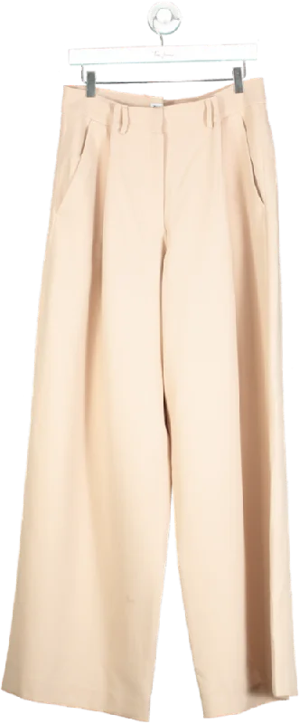  Women's Office OutfitZara Beige High-Waisted Wide Leg Trousers UK L Women's Office Outfit