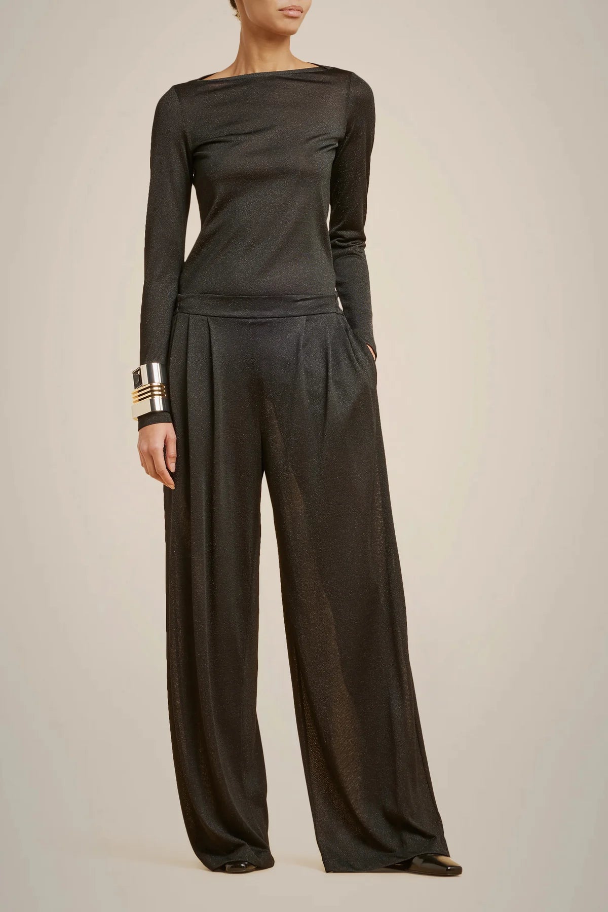  Women's Tailored OutfitLurex Jersey Pleated Trousers - Nero Women's Tailored Outfit