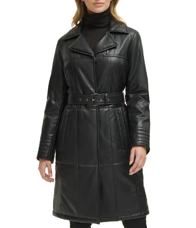  Effortless Chic for WomenQuilted Faux Leather Belted Trench Effortless Chic for Women