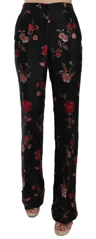  Women's Trendy GarmentsDolce & Gabbana Elegant Floral Print Boot Cut Women's Trousers Women's Trendy Garments