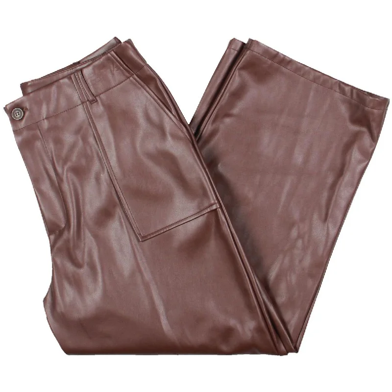  Exclusive Women's Fashion CollectionPork Chop Womens Faux Leather Pockets Cropped Pants Exclusive Women's Fashion Collection