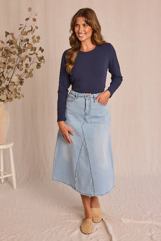  Clothes WomenAdrift Denim Midi Skirt in Light Wash Clothes Women