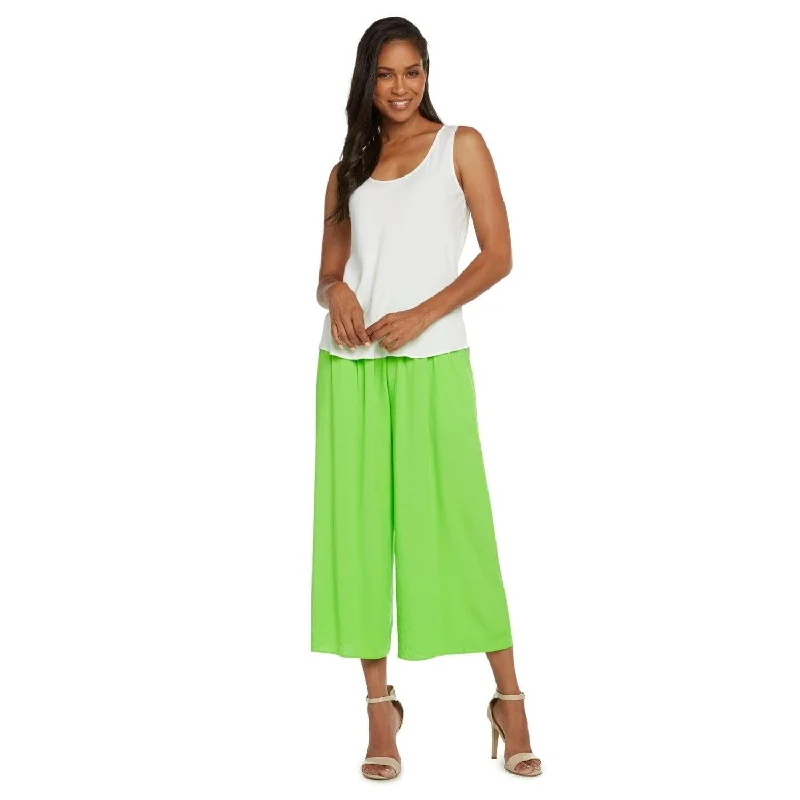  Women's Outdoor Activity GarmentsSolid Wide Leg Crop - Wasabi Women's Outdoor Activity Garments