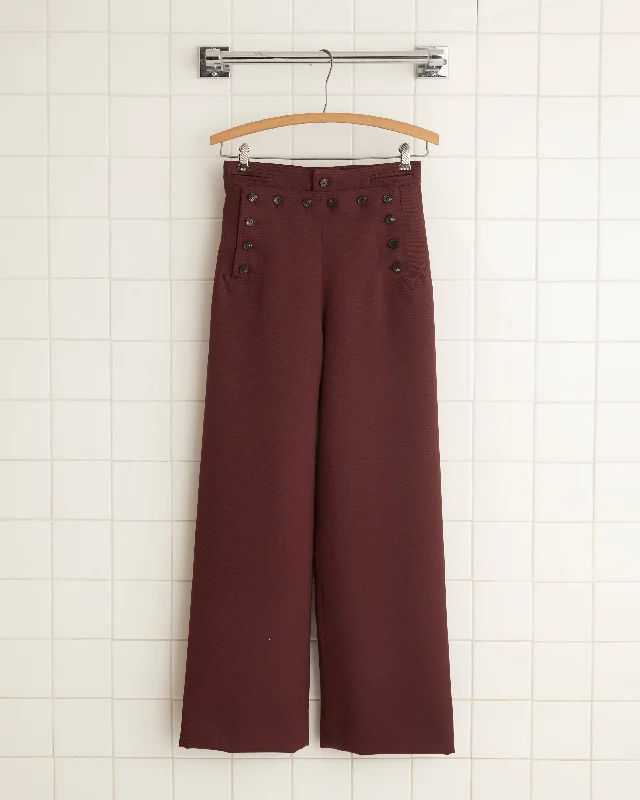  Comfortable Casual Women's ClothingRiding Twill Sailor Trousers - Burgundy Comfortable Casual Women's Clothing