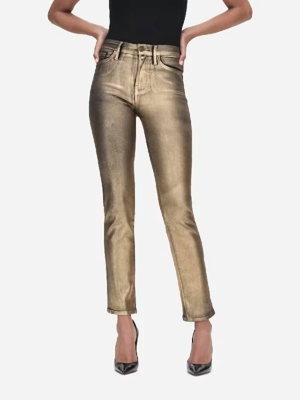  High-End Women's ApparelLe High Straight Coated In Gold Chrome High-End Women's Apparel