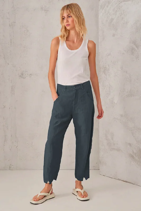  Modern Women's AttireComfort Fit Linen Trousers - Blue Modern Women's Attire