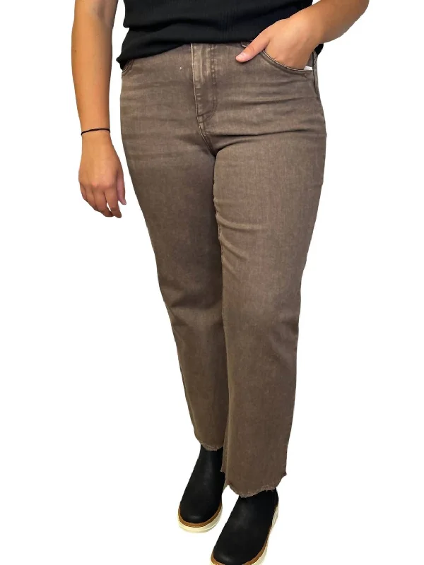  Chic Women's Clothing for Work and TravelWashed High Rise Jean In Brown Chic Women's Clothing for Work and Travel