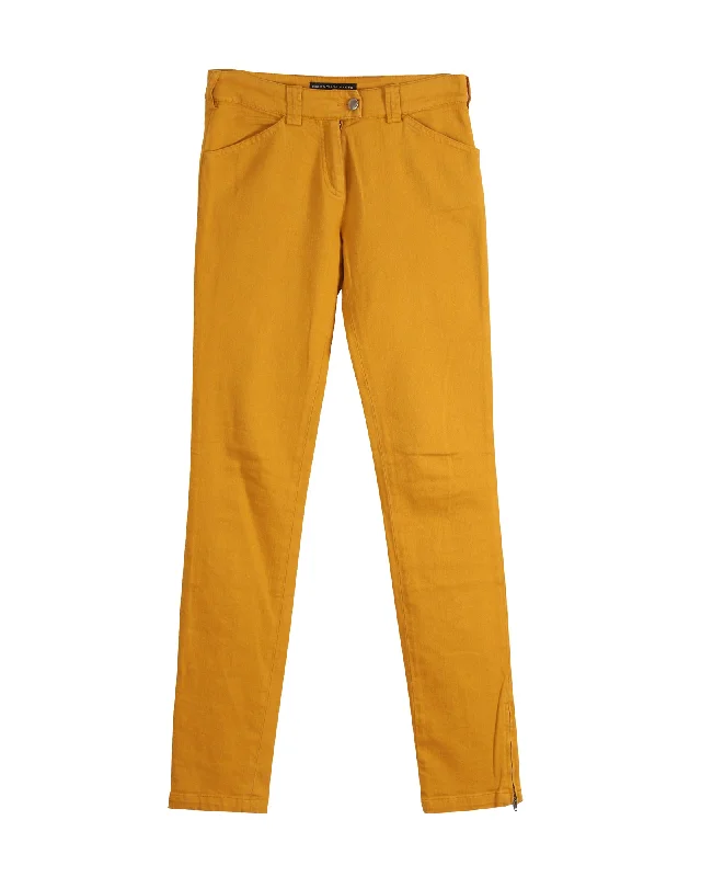  Women's Holiday AttireBalenciaga Slim-Fit Pants in Yellow Orange Cotton Denim Women's Holiday Attire