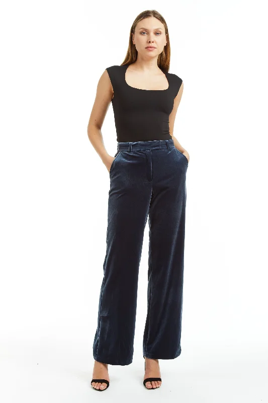  Luxury Women's ClothesLined Stretch Velvet Wide Leg Velvet Trouser Luxury Women's Clothes