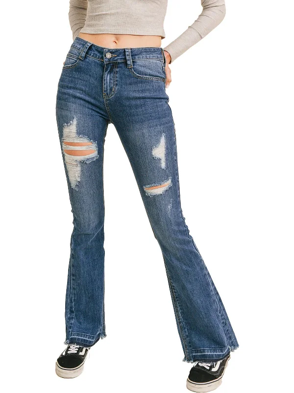  Women's Seasonal ClothesWomens Denim Distressed Flare Jeans Women's Seasonal Clothes