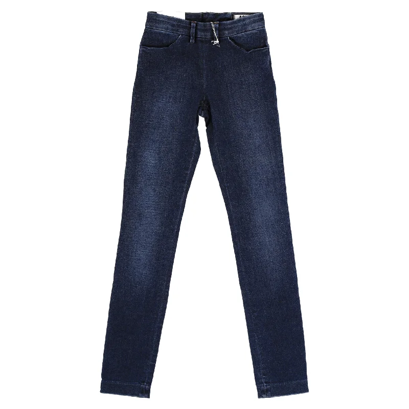  Women's Vacation AttireAcne Studios Back Zipped Straight-Leg Jeans in Blue Cotton Denim Women's Vacation Attire