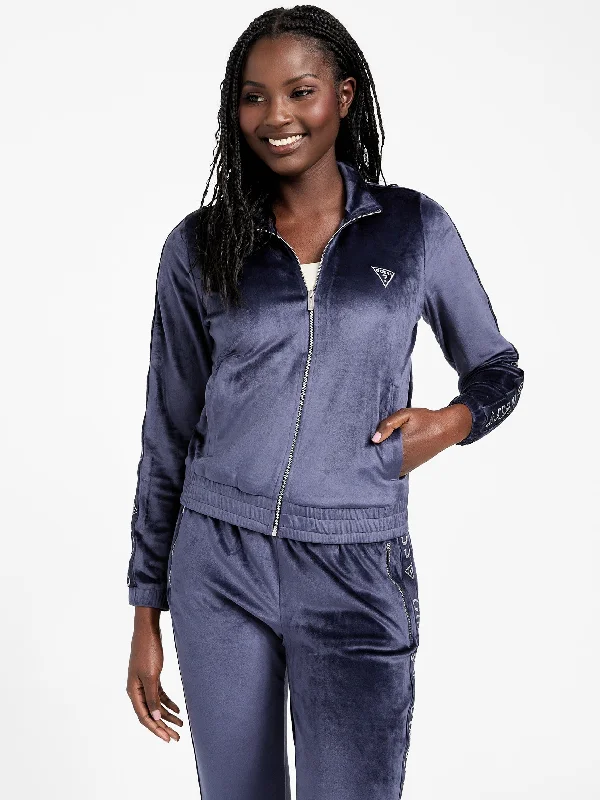  Women's Athleisure ApparelEco Janess Logo-Tape Velour Jacket Women's Athleisure Apparel