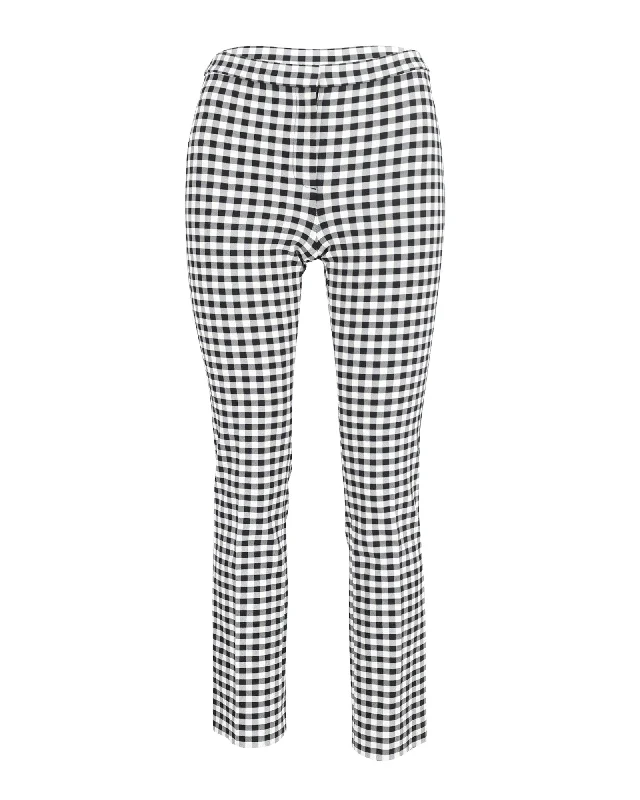  Women's Activewear AttireTheory Checked Trousers in Black & White Viscose Women's Activewear Attire