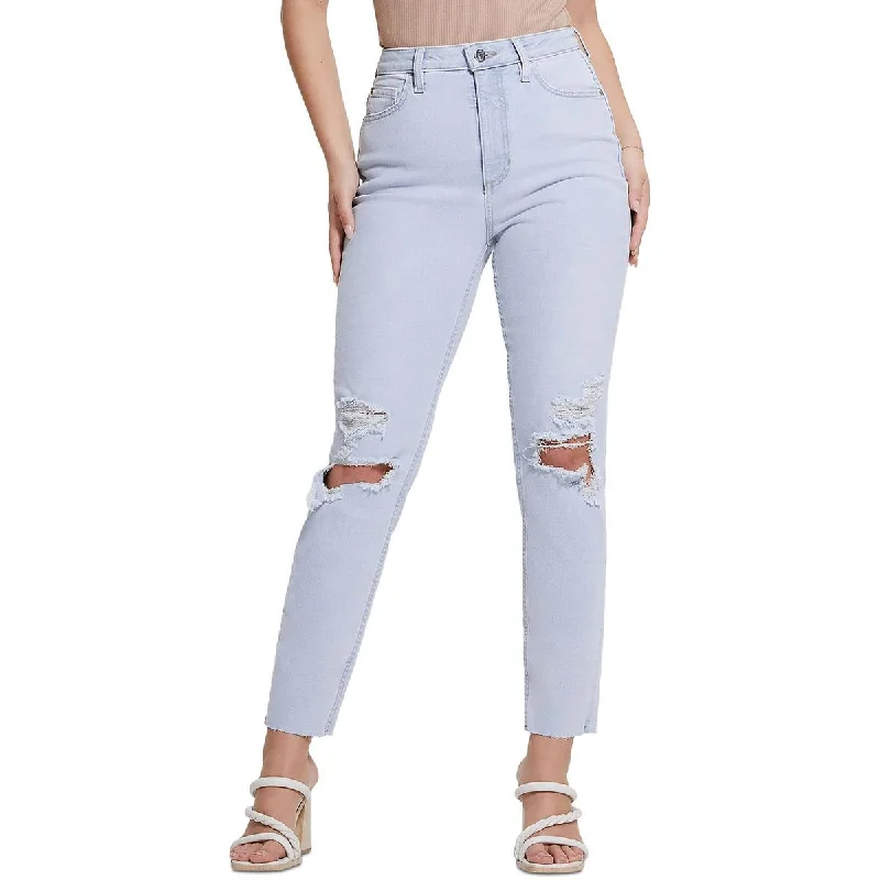  Rocker Chic FashionWomens Destroyed High Rise Mom Jeans Rocker Chic Fashion