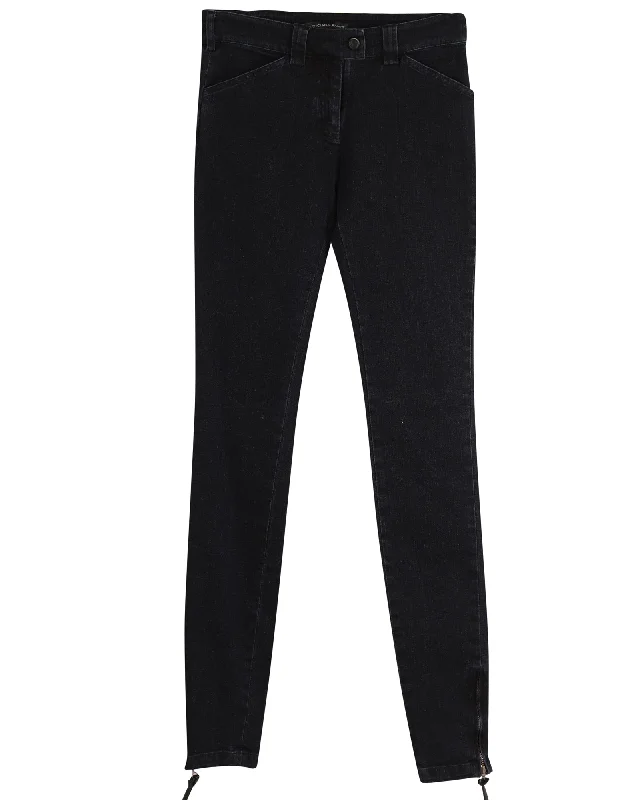  Chic Women's AttireBalenciaga Stonewashed Slim-Fit Jeans in Black Cotton Denim Chic Women's Attire