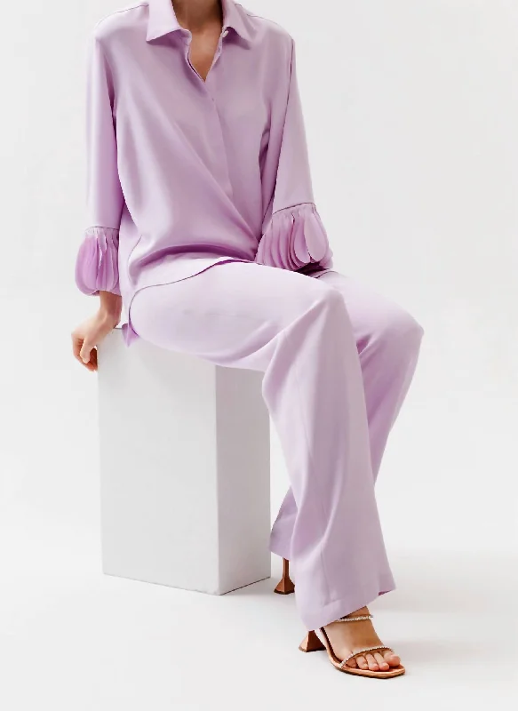  Clothing SaleSlim Leg Pull-On Pant In Lilac Silk Crepe Clothing Sale