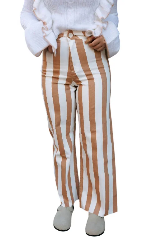  Women's Outdoor AttireStripe Stretch Pants In Toffee Women's Outdoor Attire