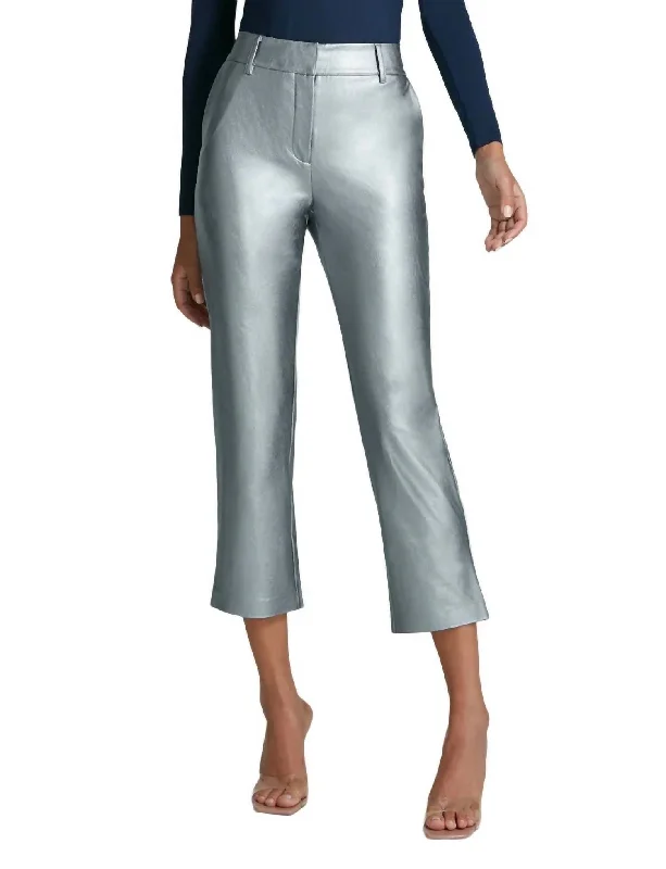  Easygoing Women's StyleFaux Leather 7/8 Trouser In Platinum Easygoing Women's Style