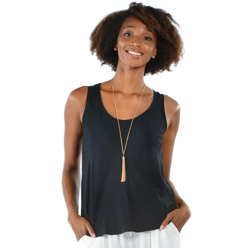  Women's Stylish Vacation AttireSolid Tank Top - Black Women's Stylish Vacation Attire